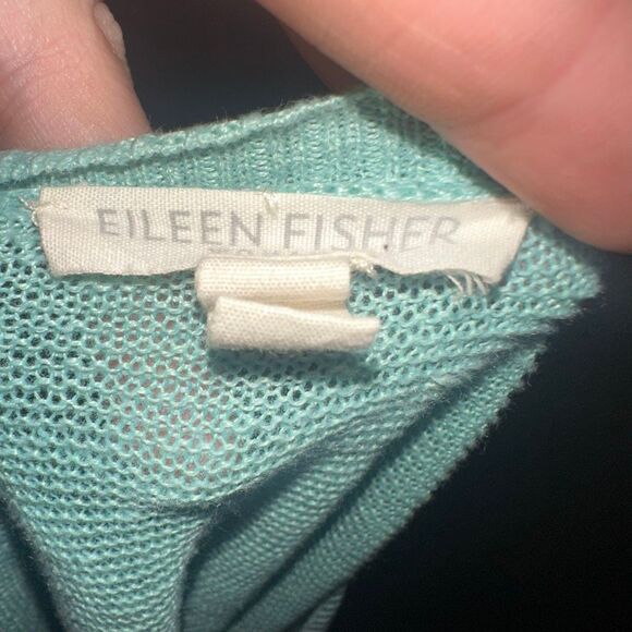 Eileen Fisher lightweight green button down linen luxe cardigan - Picture 4 of 4